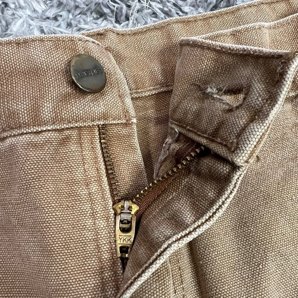 Vintage CARHARTT Carpenter Shorts Size 36 Tan Men's Canvas Workwear Big Patch